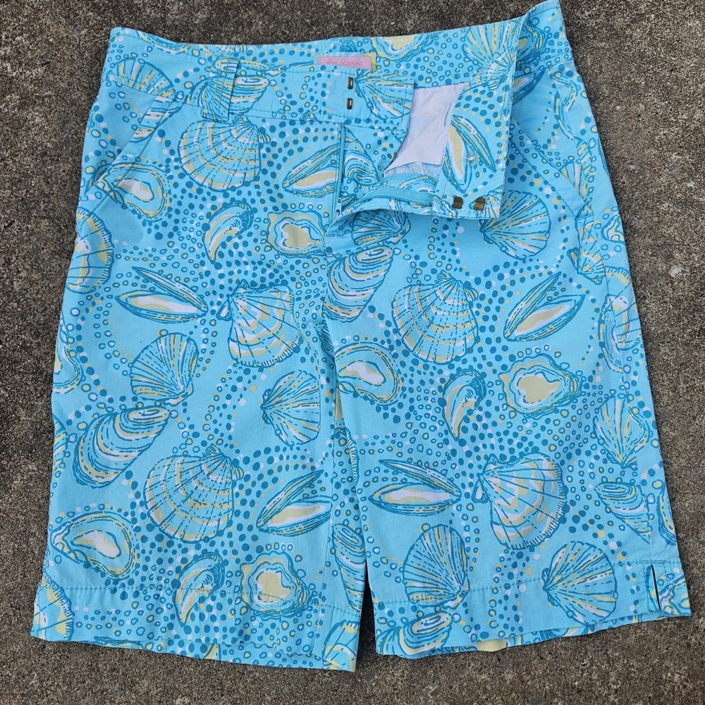 Lilly Pulitzer 6 Shorts Boca Blue Bermuda Seashell Resort Wear Fit 10" Vacation